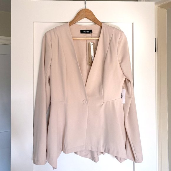 DO+BE Single Button Closure Blazer Blouse - Beige Size M - Picture 1 of 4